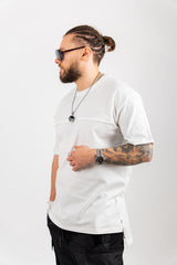 TRICOU PREMIUM ALB "SIMPLE LONG BACK"