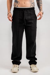 PANTOLON RELAXED FIT DIAGONAL NEGRU