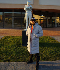 GEACA LUNGA UNISEX GRI CU GLUGA "BE YOURSELF"