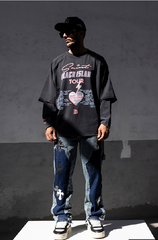 TRICOU CU MANCEI DUBLE PREMIUM NEGRU "SAINT TOUR"