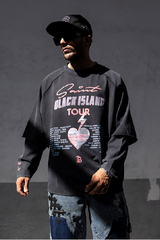 TRICOU CU MANCEI DUBLE PREMIUM NEGRU "SAINT TOUR"