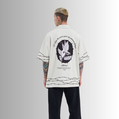 🤍 BADASS “DOVE & BARBED FREEDOM” – Polo Oversized 100% Cotton