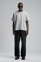 TRICOU PREMIUM WASHED GRI "DOUBLE SLEEVE"