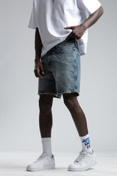 PANTALON SCURT DENIM BLUE