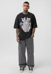 TRICOU PREMIUM GRI INCHIS "BLACK PUSSY"