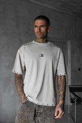 TRICOU PREMIUM PRESPALAT GRI DESCHIS "RIVET TEE"
