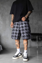 PANTALON SCURT DENIM GRI&NEGRU "STREET HOUND"