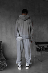 HANORAC SI PANTALONI SET GRI PRESPALAT "DESTROYED"