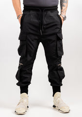 PANTOLON CU TUR CARGO NEGRU