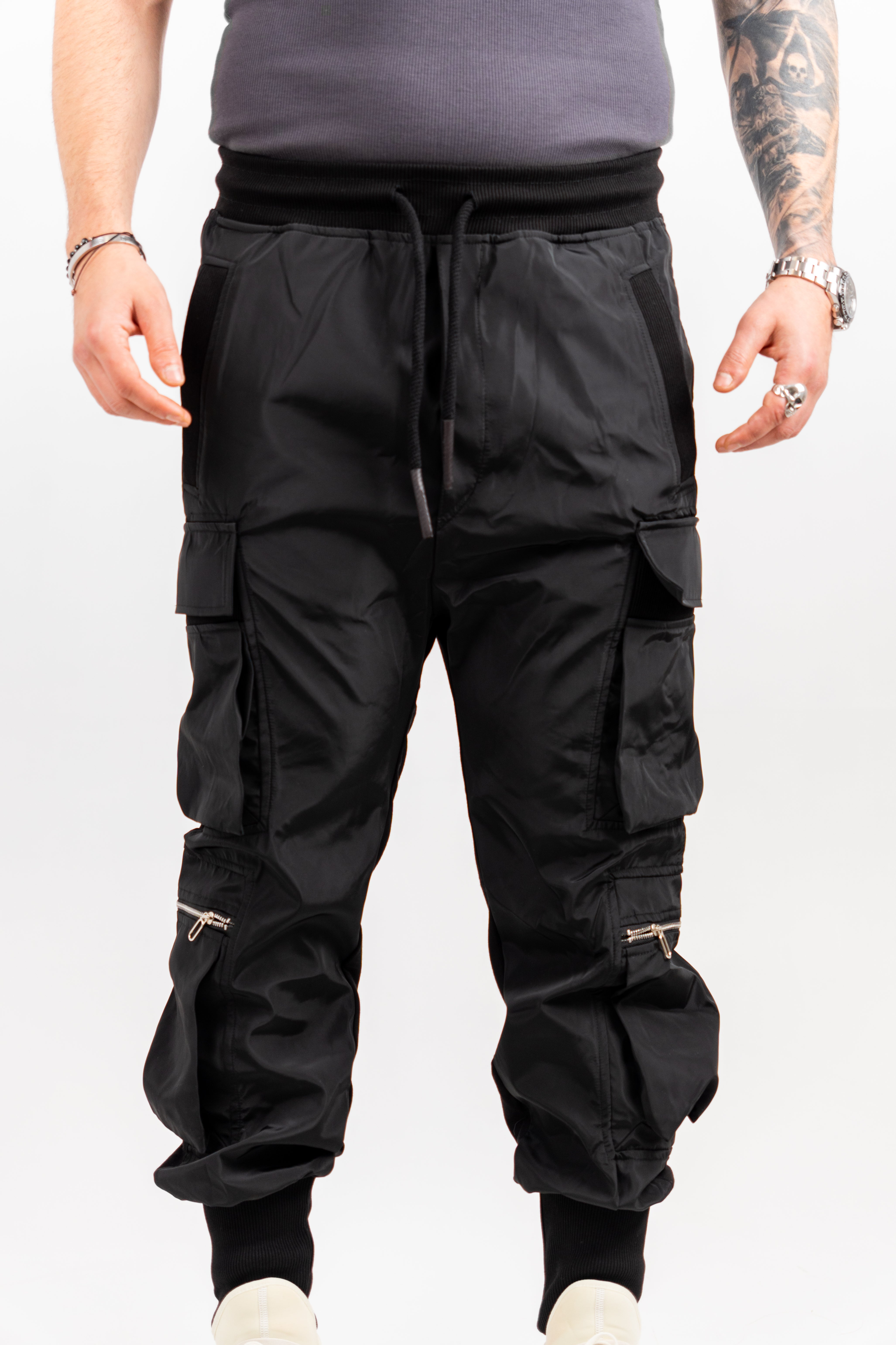 PANTOLON CU TUR CARGO NEGRU