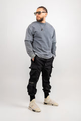 BLUZA OVERSIZE GRI PRESPALAT "MATCHING"