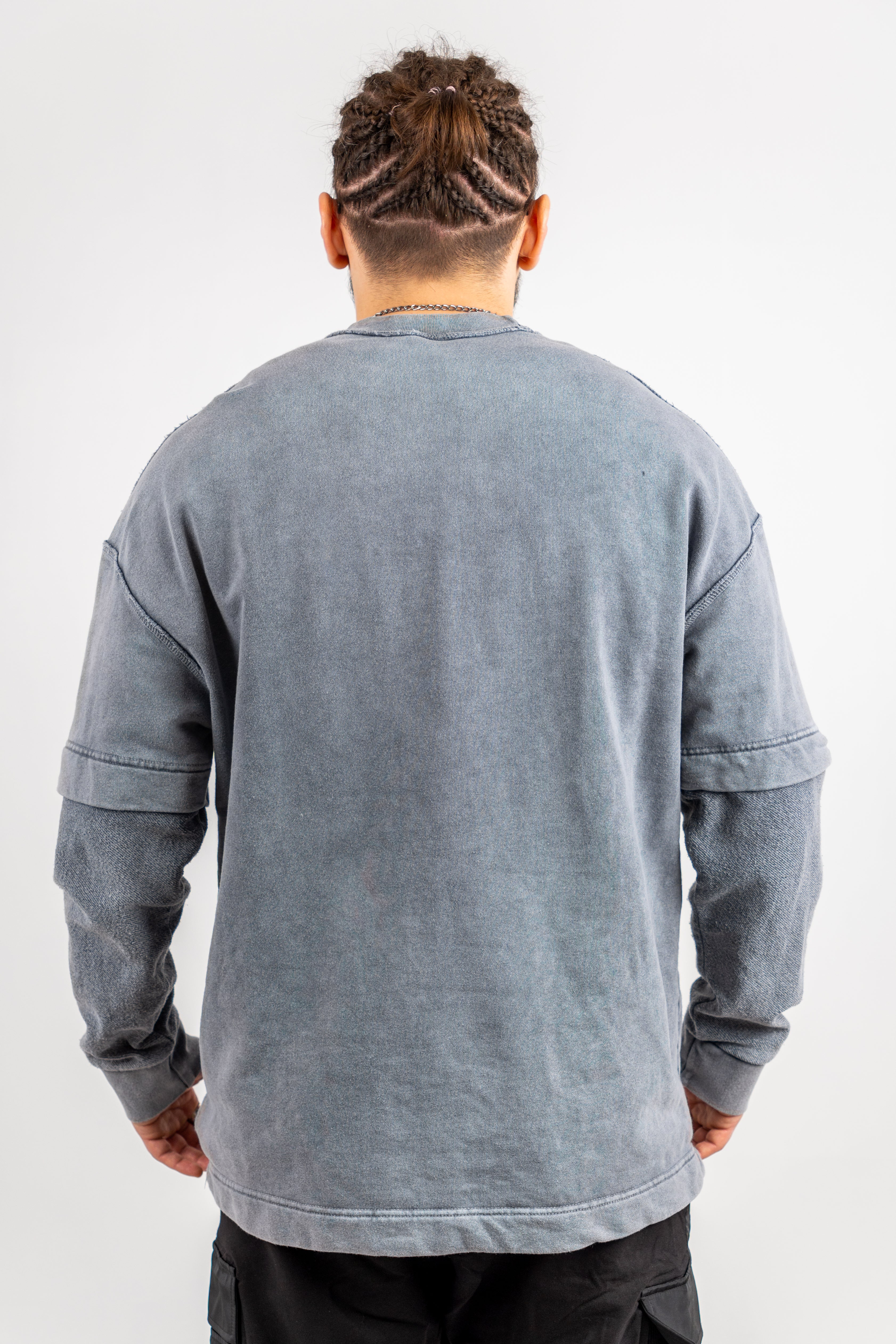 BLUZA OVERSIZE GRI PRESPALAT "MATCHING"