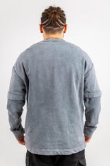 BLUZA OVERSIZE GRI PRESPALAT "MATCHING"