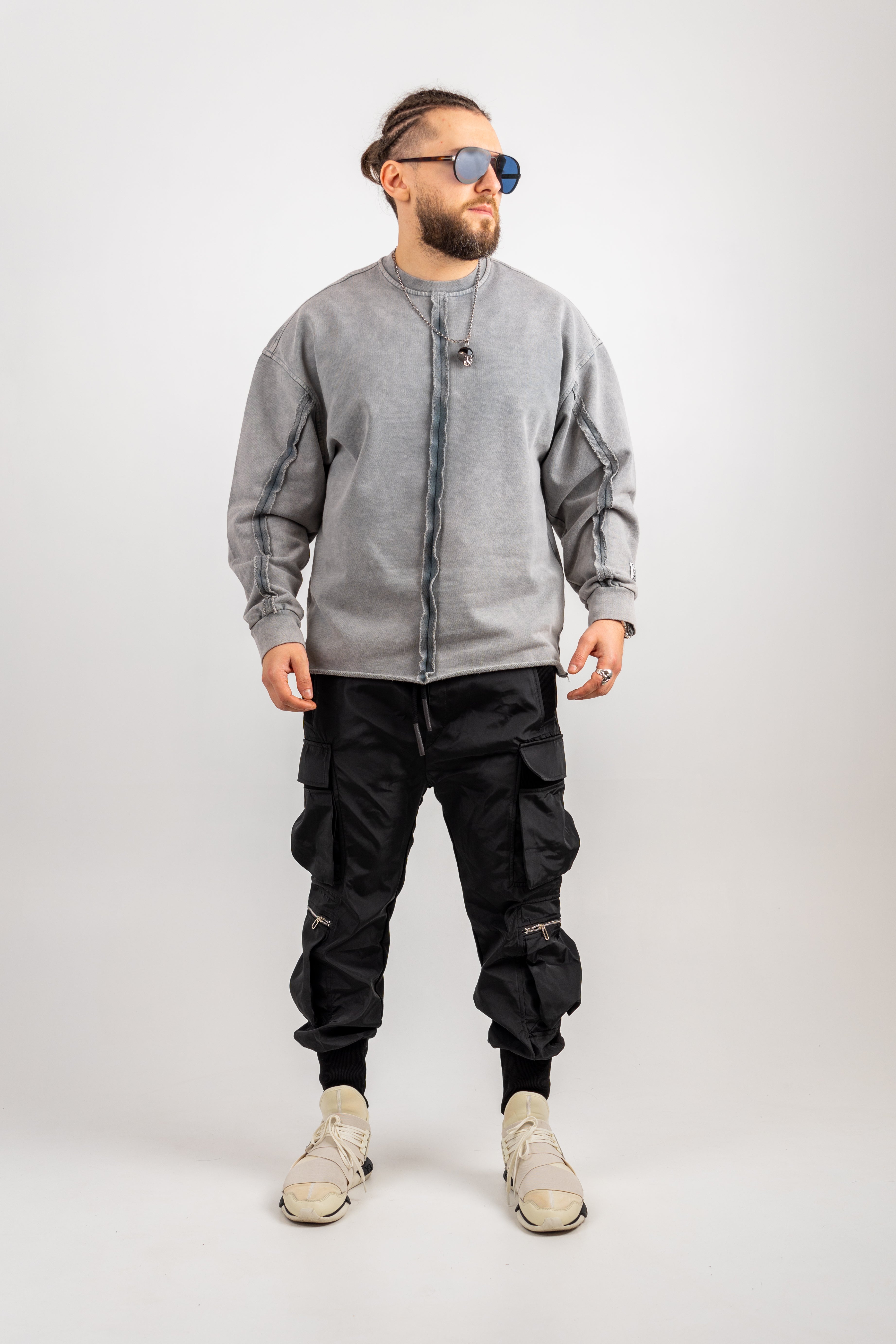 BLUZA OVERSIZE GRI PRESPALAT "PREMIUM LINE"