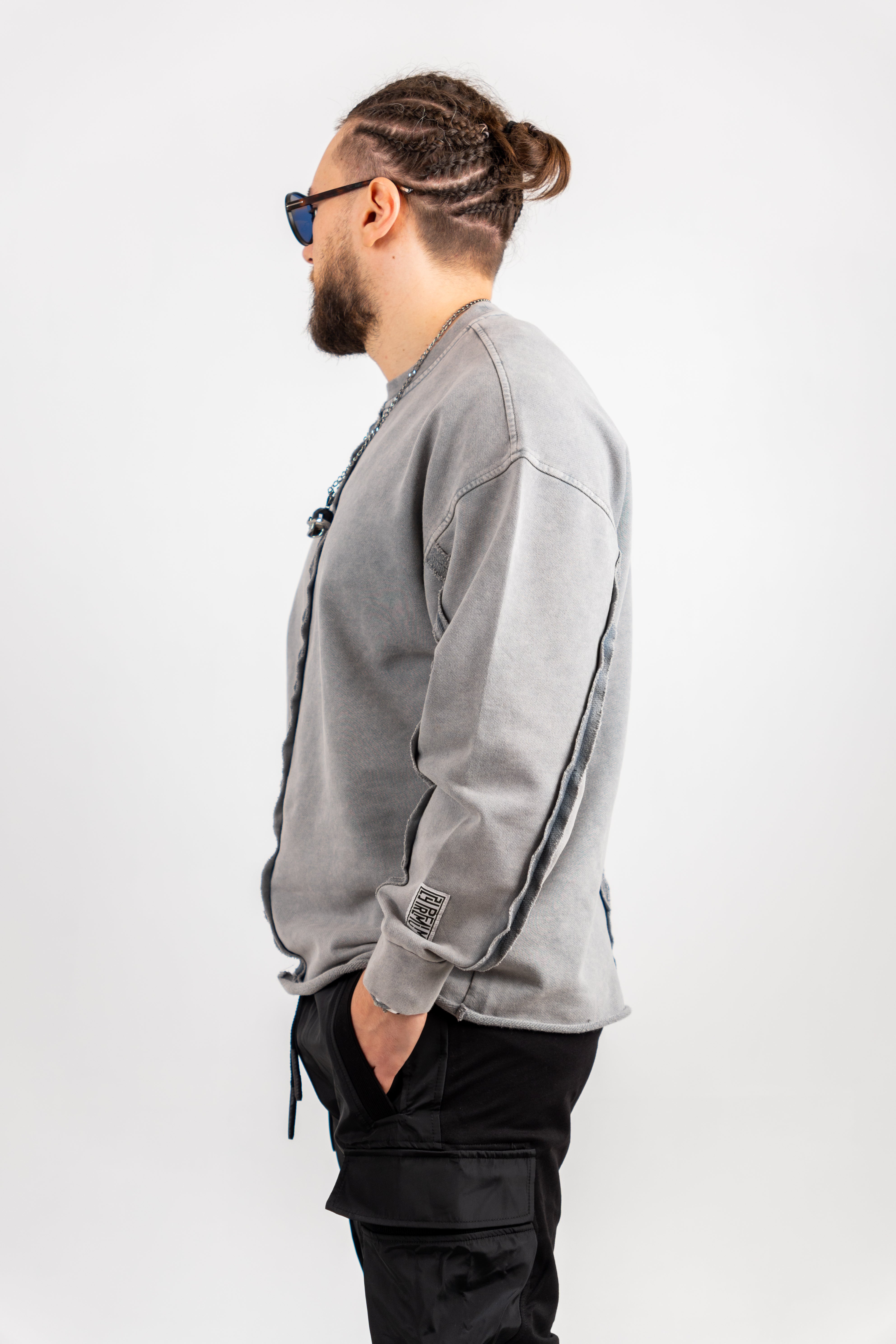 BLUZA OVERSIZE GRI PRESPALAT "PREMIUM LINE"