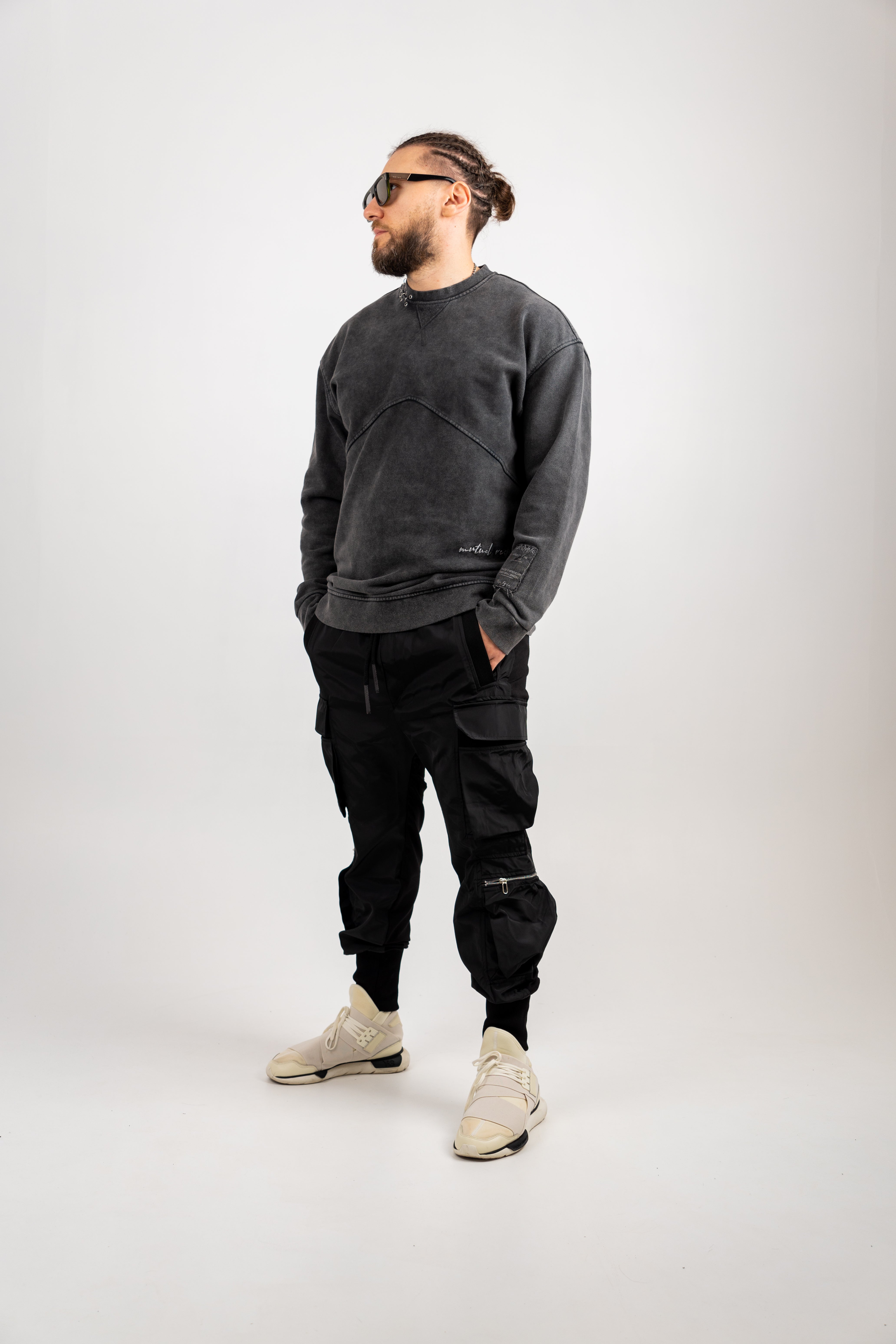 BLUZA OVERSIZE GRI PRESPALAT "MUTUAL RESPECT"