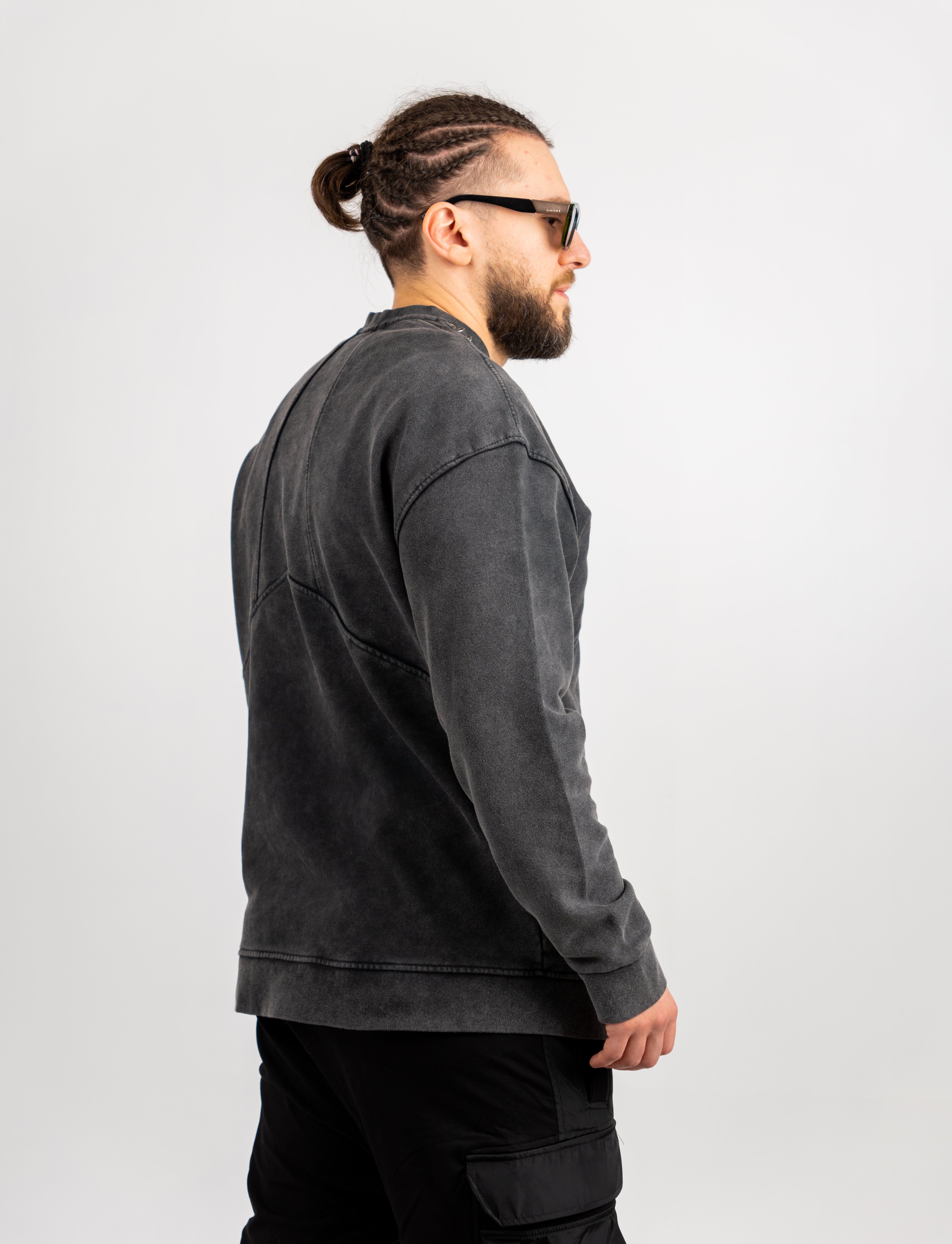 BLUZA OVERSIZE GRI PRESPALAT "MUTUAL RESPECT"