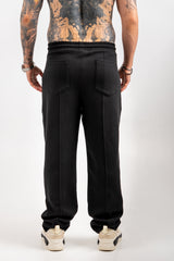 PANTOLON RELAXED FIT DIAGONAL NEGRU