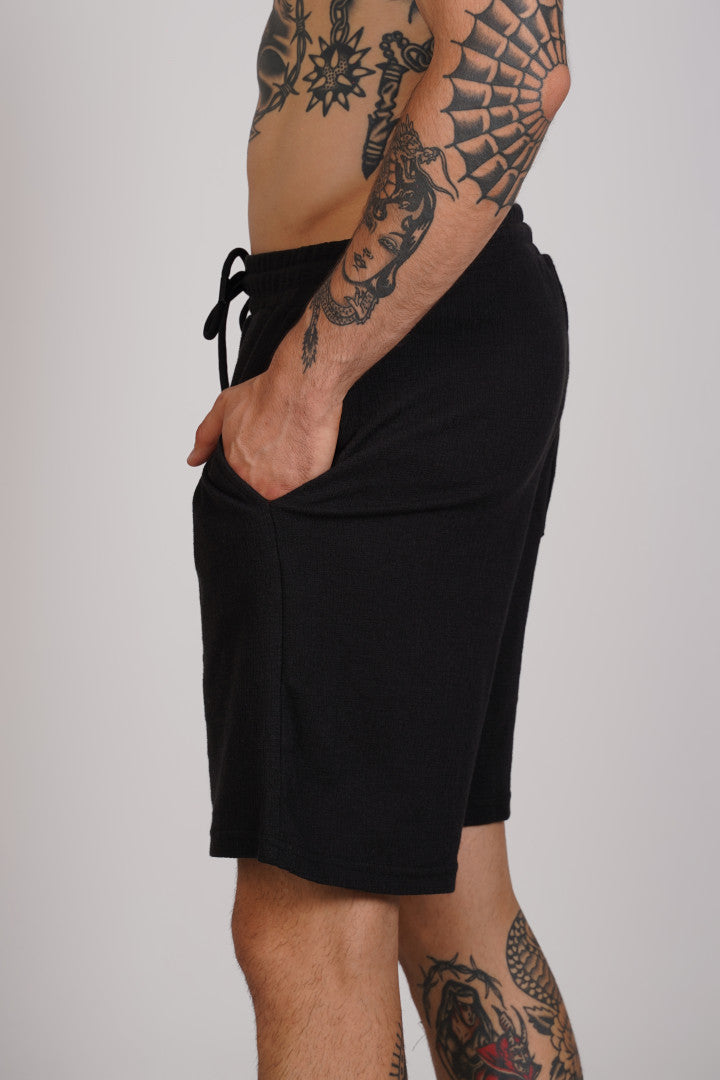 PANTALON SCURT BUMBAC NEGRU