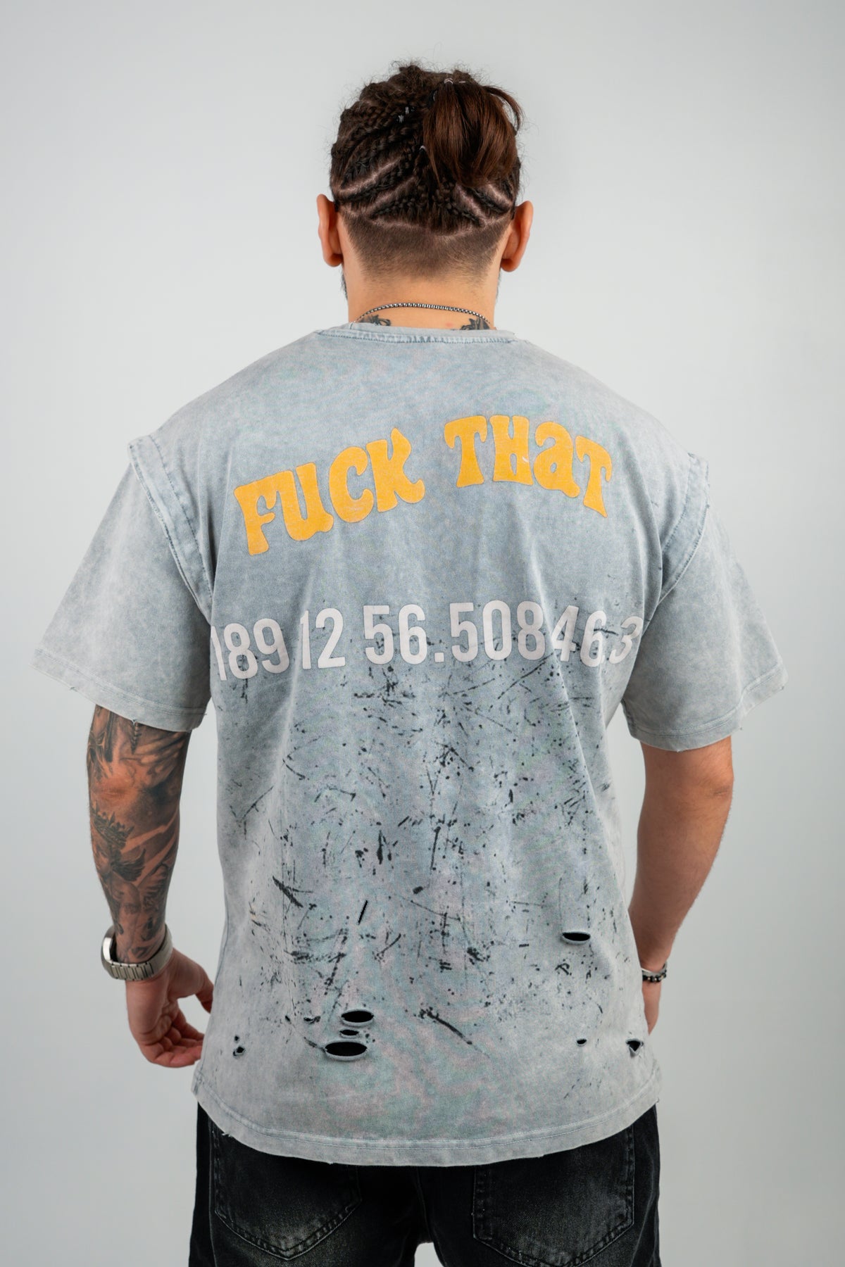 TRICOU PREMIUM GRI DESCHIS "FUCK THAT"