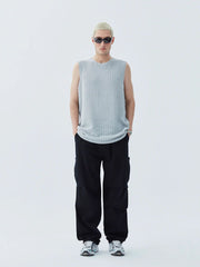 PANTOLON NEGRU CARGO RELAXED FIT