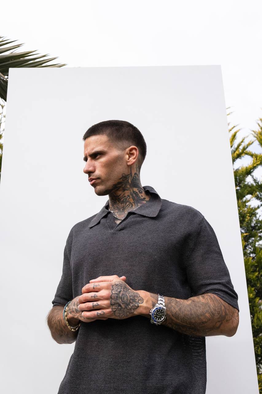 TRICOU PREMIUM POLO GRI CENUSA " SHADOW TEXTURE"