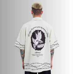 🤍 BADASS “DOVE &amp; BARBED FREEDOM” – Polo Oversized 100% Cotton