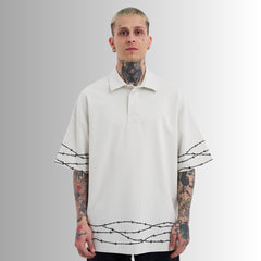 🤍 BADASS “DOVE &amp; BARBED FREEDOM” – Polo Oversized 100% Cotton