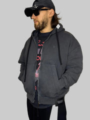 BADASS Titan Zipper Hoodie – Washed Black