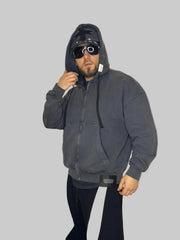 BADASS Titan Zipper Hoodie – Washed Black