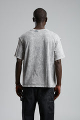 TRICOU PREMIUM WASHED GRI "DOUBLE SLEEVE"