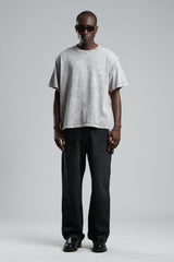 TRICOU PREMIUM WASHED GRI "DOUBLE SLEEVE"