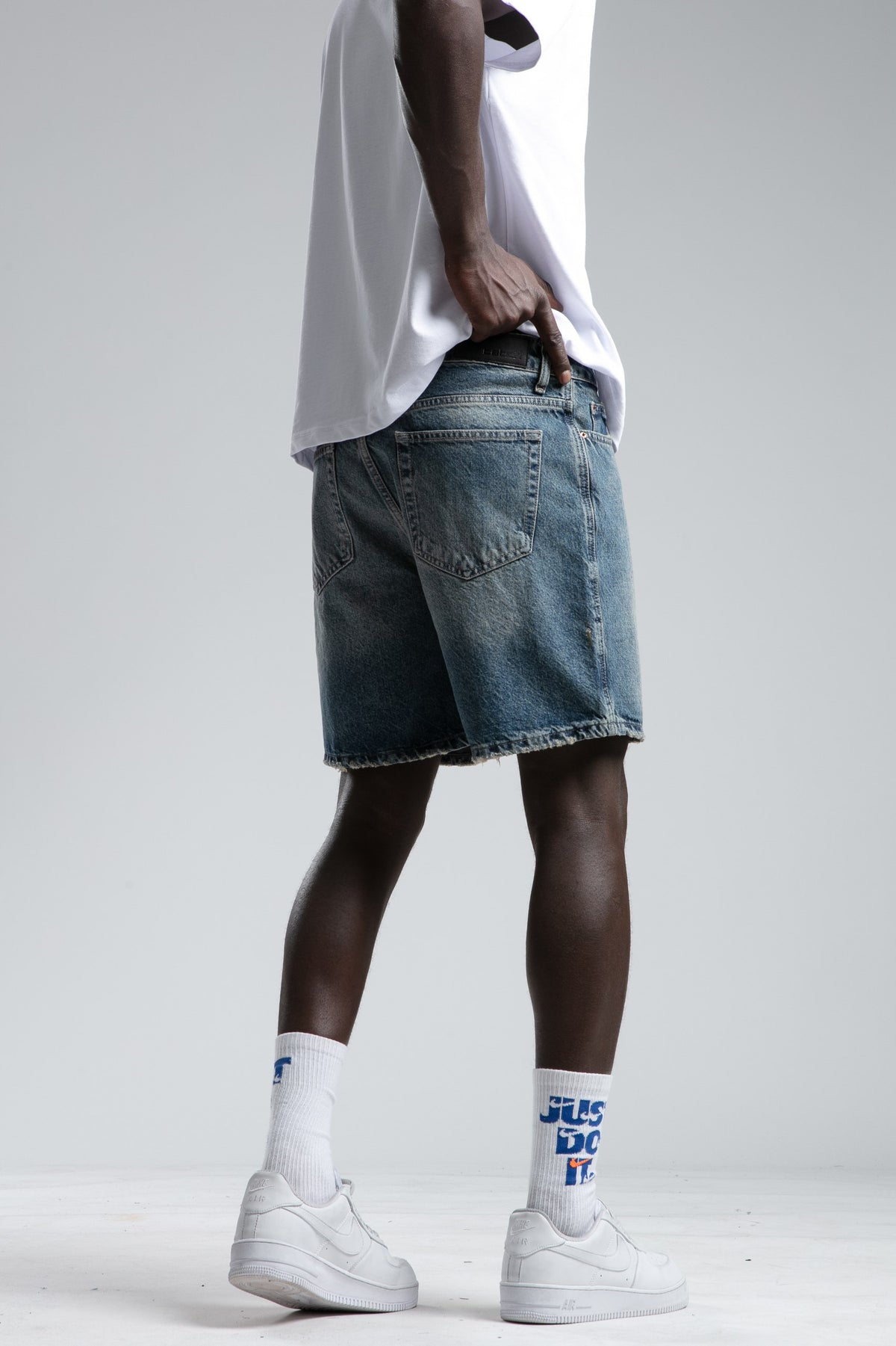 PANTALON SCURT DENIM BLUE