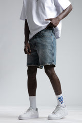 PANTALON SCURT DENIM BLUE