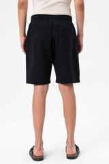 PANTALON SCURT BUMBAC NEGRU CU SNUR