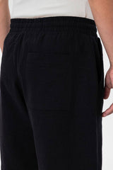 PANTALON SCURT BUMBAC NEGRU CU SNUR