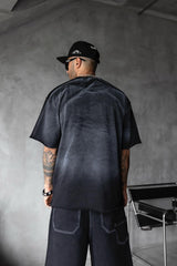 TRICOU PREMIUM NEGRU  "BLACK SMOKE FADE"