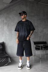 TRICOU PREMIUM NEGRU  "BLACK SMOKE FADE"