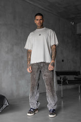 TRICOU PREMIUM PRESPALAT  GRI DESCHIS "RIVET TEE"