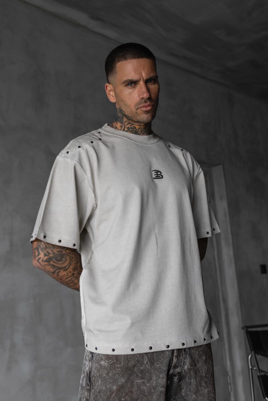 TRICOU PREMIUM PRESPALAT  GRI DESCHIS "RIVET TEE"