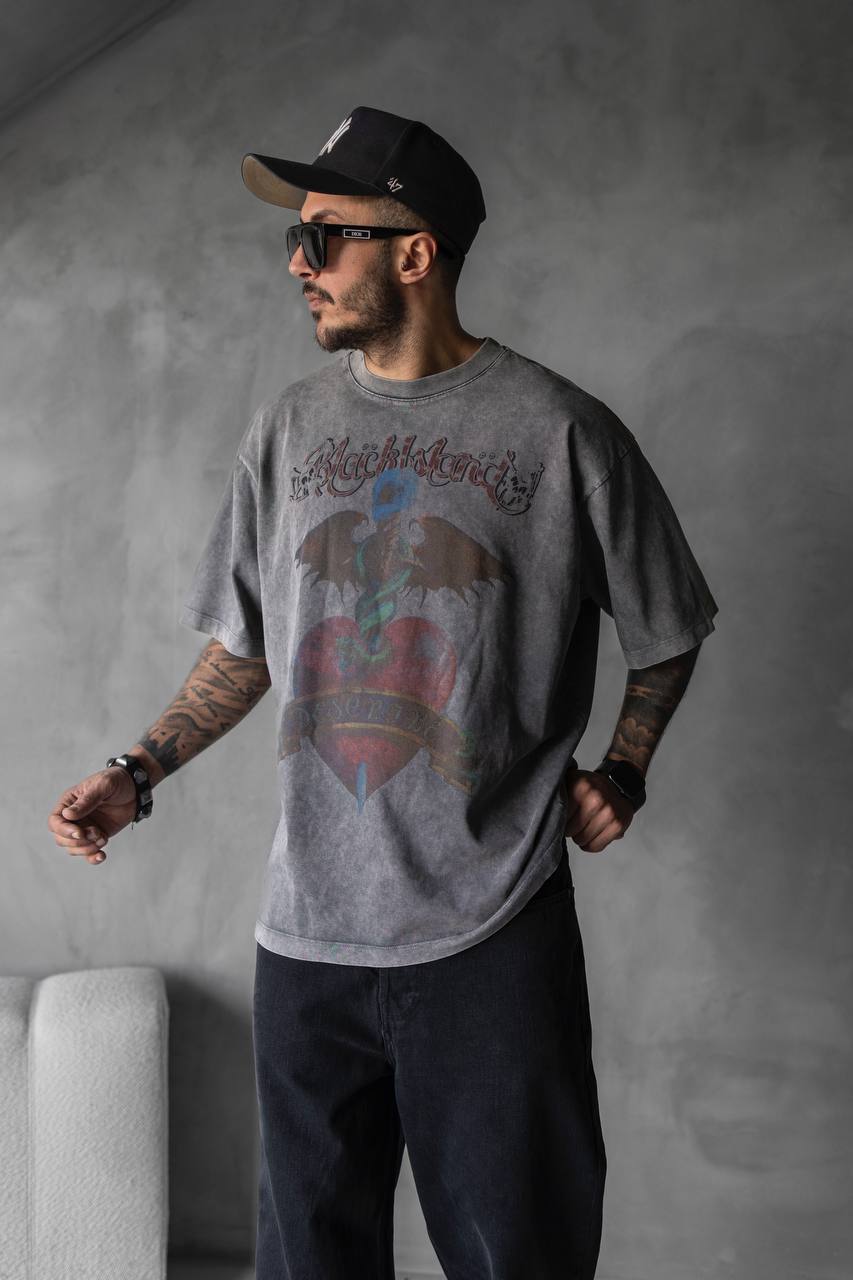 TRICOU PREMIUM GRI PRESPALAT  "BLACK HEART"