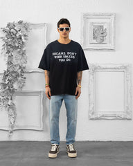 TRICOU PREMIUM NEGRU PRESPALAT  "STENCIL DROP"