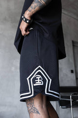 PANTALON SCURT NEGRU "GYM COURT"