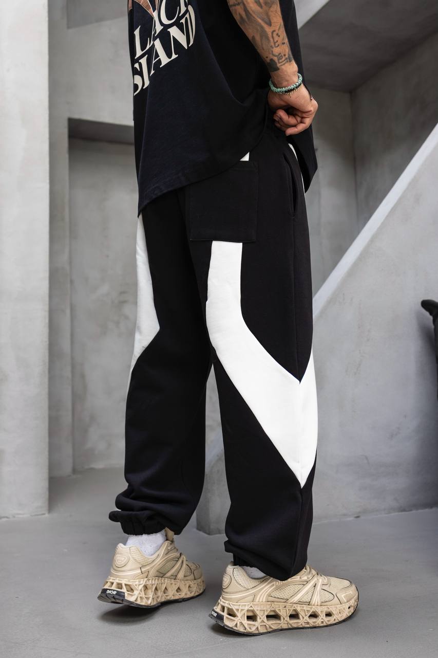 BADASS Black/White OVERSIZE Strike Pants