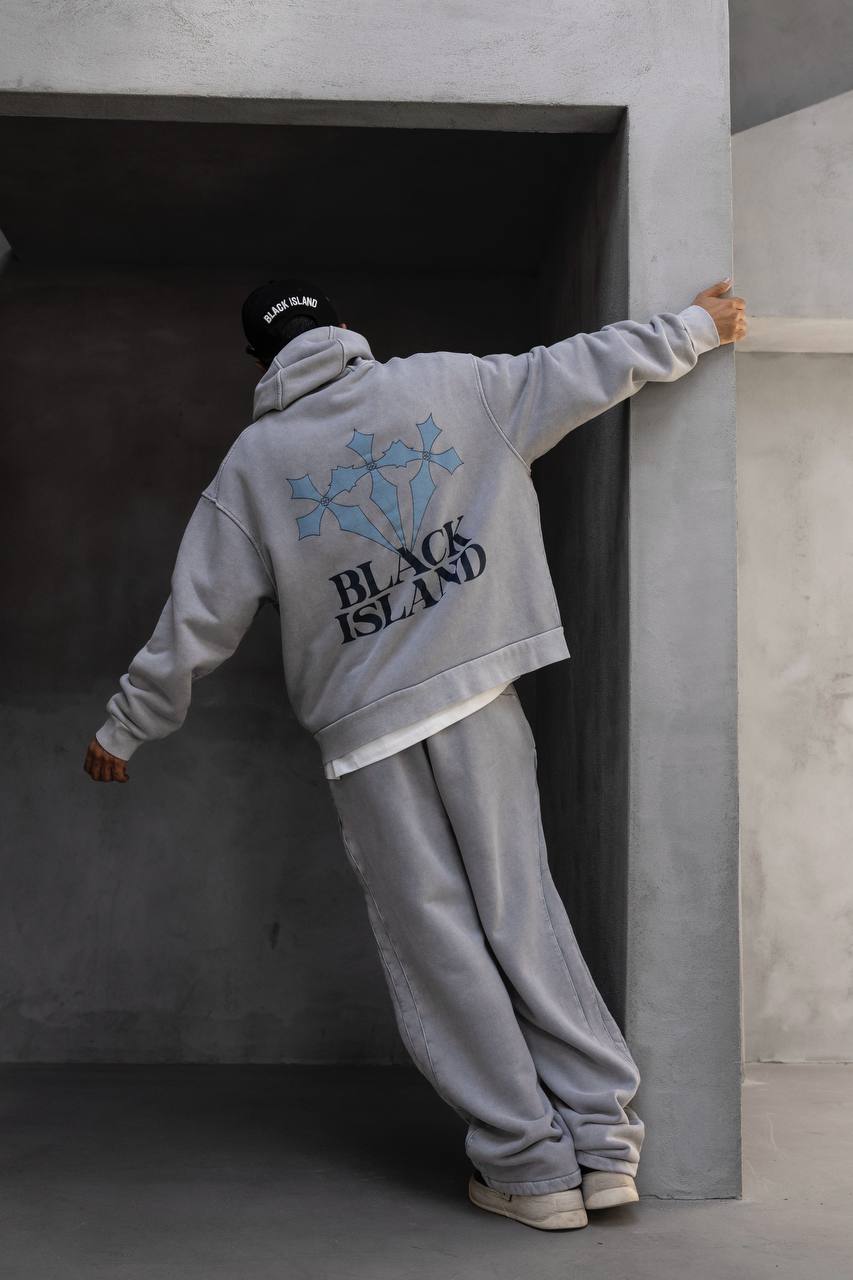 HANORAC SI PANTALONI SET GRI PRESPALAT "BLACK CROSS"