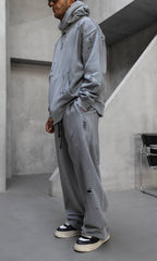 HANORAC SI PANTALONI SET GRI PRESPALAT "BLACK TEAM GYM"