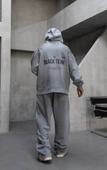 HANORAC SI PANTALONI SET GRI PRESPALAT "BLACK TEAM GYM"