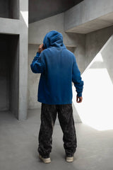 HANORAC BLUE PRESPALAT " RAW EDGE HOODIE "