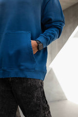 HANORAC BLUE PRESPALAT " RAW EDGE HOODIE "